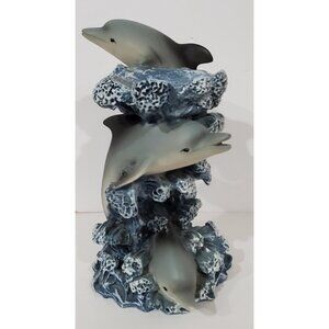 Lipco DOLPHIN TRIO in Ocean Waves Candle Holder soap dish figurine figure 6.5"H